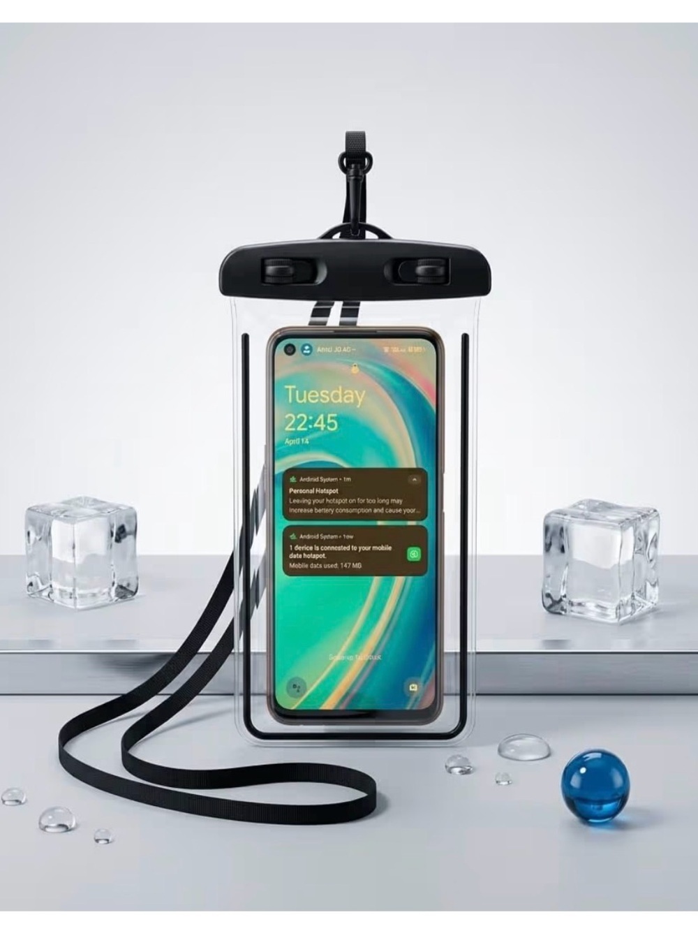 Source Unknown Black Waterproof Phone Pouch with Lanyard